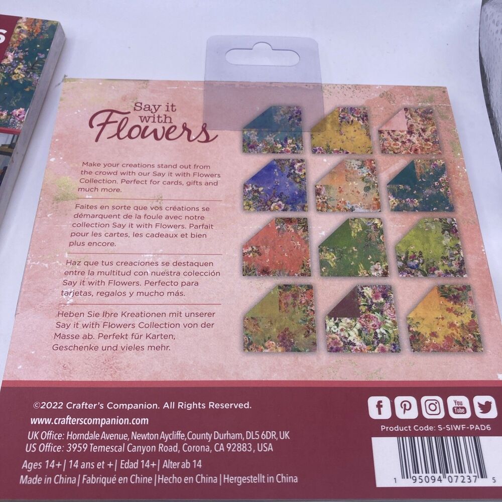 Crafters Companion Paper Pad Cardstock Flowers Party 6”x6” - Picture 6 of 6